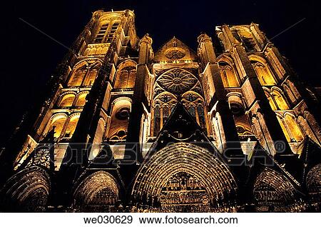 Stock Photo - Cathedral of Saint-Etienne in BOURGES - Cher - FranceLighting designer: Pierre Bideau. Fotosearch