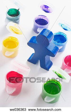 Stock Image - Child figure and paint. Fotosearch