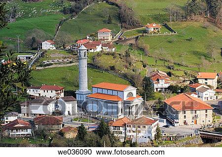 Stock Image - Church of San Pelayo, Arredondo. Cantabria, Spain. Fotosearch
