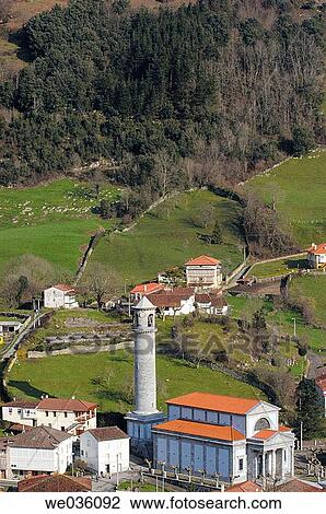 Stock Image - Church of San Pelayo, Arredondo. Cantabria, Spain. Fotosearch