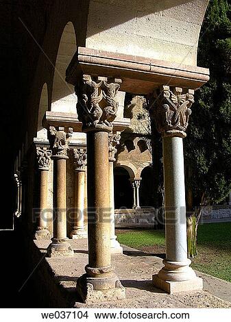 Cloister of monastery, Sant Cugat del Vall? s. Barcelona province, Catalonia, Spain View Large Photo Image Picture - Cloister of monastery, Sant Cugat del Vall? s. Barcelona province, Catalonia, Spain. Fotosearch