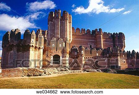 Coca castle. XIVth century. Segovia province. Spain. View Large Photo Image Stock Image - Coca castle. XIVth century. Segovia province. Spain.. Fotosearch
