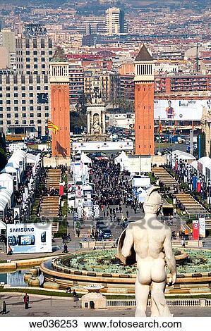 Communications fair at Reina Maria Cristina Avenue, Plaza de Espa±a, Barcelona. Catalonia, Spain View Large Photo Image Stock Image - Communications fair at Reina Maria Cristina Avenue, Plaza de Espa±a, Barcelona. Catalonia, Spain. Fotosearch