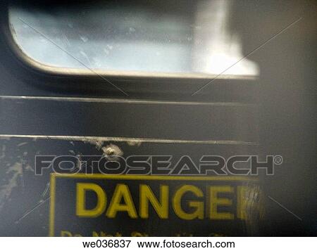 Danger sign in a subway View Large Photo Image Stock Photo - Danger sign in a subway. Fotosearch