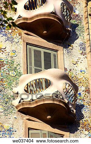 Detail of Batll? House (1904-06 by Gaud? ), Barcelona. Catalonia, Spain View Large Photo Image Picture - Detail of Batll? House (1904-06 by Gaud? ), Barcelona. Catalonia, Spain. Fotosearch