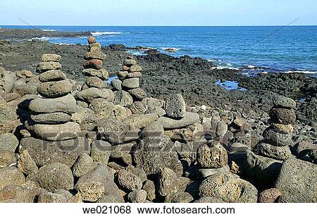 East coast rock piles at Onpyeong-ri. Jeju Island. Republic of Korea. View Large Photo Image Stock Photo - East coast rock piles at Onpyeong-ri. Jeju Island. Republic of Korea.. Fotosearch