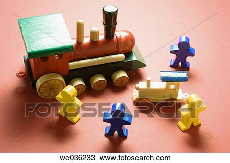 Stock Image - Figures and toy trains. Fotosearch