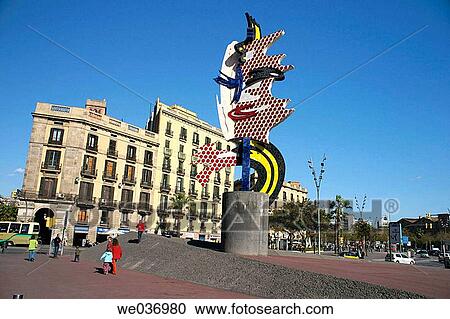 ? Head? by Roy Lichtenstein (1992). Port Vell. Barcelona. Catalonia. Spain View Large Photo Image Stock Image - ? Head? by Roy Lichtenstein (1992). Port Vell. Barcelona. Catalonia. Spain. Fotosearch