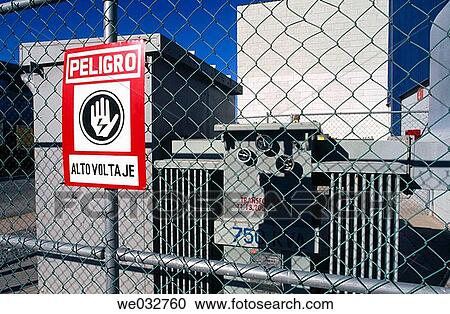 High tension danger sign. Mexico View Large Photo Image Stock Image - High tension danger sign. Mexico. Fotosearch