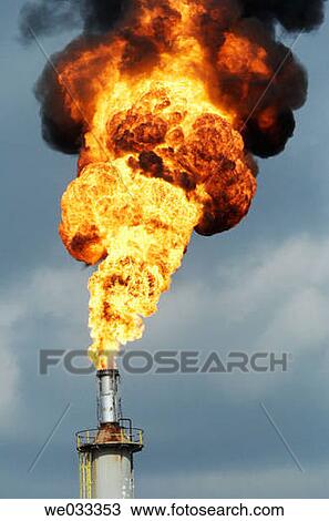Intense hot fires burning from oil refinery flares. View Large Photo Image Stock Image - Intense hot fires burning from oil refinery flares.. Fotosearch