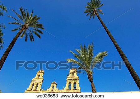 Stock Image - La Merced cathedral fa? ade, Huelva. Andalusia, Spain. Fotosearch