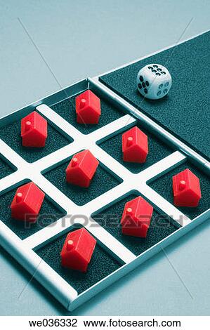 Miniature houses on game board View Large Photo Image Stock Image - Miniature houses on game board. Fotosearch