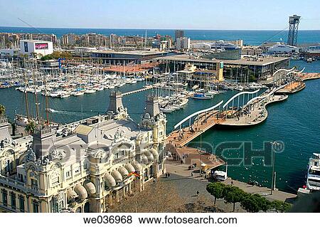 Moll d? Espanya. Rambla de Mar and Port Authority building. Maremagnum. Barcelona. Catalonia. Spain View Large Photo Image Stock Photo - Moll d? Espanya. Rambla de Mar and Port Authority building. Maremagnum. Barcelona. Catalonia. Spain. Fotosearch
