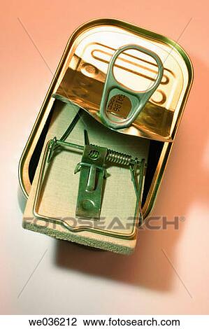 Stock Image - Mouse trap in tin can. Fotosearch