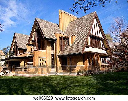 Stock Photo - Nathan G. Moore Residence by Frank Lloyd Wright, Oak Park. Illinois, USA. Fotosearch