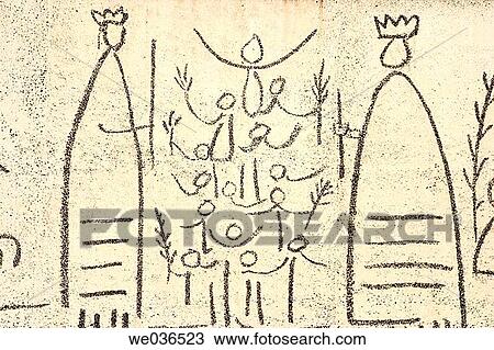 Stock Image - Picasso designs, realized by Carl Nesjar. Col? legi Oficial d? Arquitectes de Catalunya. Barcelona. Catalonia. Spain. Fotosearch