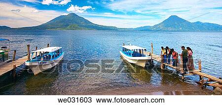 Stock Image - Piers in Atitlßn Lake. Panajachel. Sololß Department. Guatemala. Central America.. Fotosearch