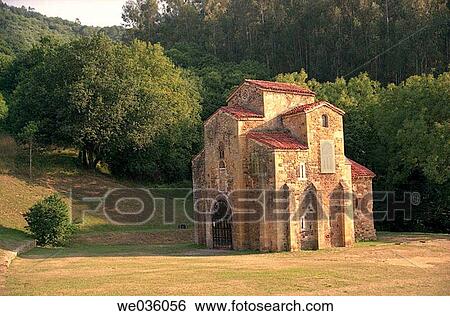 Stock Photograph - Pre-Romanesque church of San Miguel de Lillo near Oviedo. 9th Century. Asturias, Spain. Fotosearch