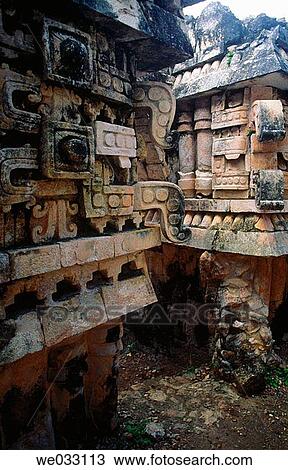 Stock Image - Puuc-style Mayan ruins at Sayil. Yucatan, Mexico. Fotosearch