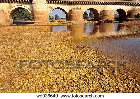 Stock Photo - Roman bridge over Tinto river, Niebla. Huelva province, Andalusia, Spain. Fotosearch