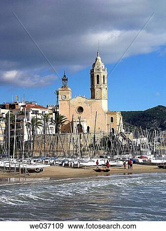 Sitges. Barcelona province, Catalonia, Spain View Large Photo Image Stock Photo - Sitges. Barcelona province, Catalonia, Spain. Fotosearch
