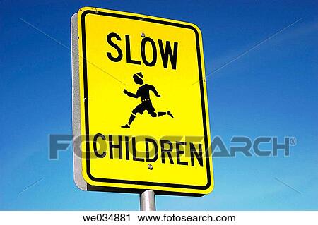 Slow children sign View Large Photo Image Stock Image - Slow children sign. Fotosearch