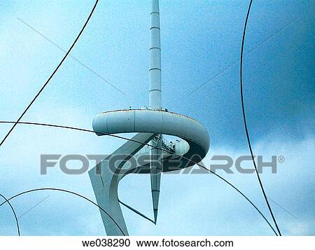 Telecommunications tower (1991) by Santiago Calatrava, Anella Ol? mpica. Barcelona. Catalonia, Spain View Large Photo Image Stock Image - Telecommunications tower (1991) by Santiago Calatrava, Anella Ol? mpica. Barcelona. Catalonia, Spain. Fotosearch