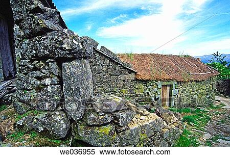 Thatched roof house in Queguas, Baixa Limia-Serra do Xur's Natural Park. Orense province, Galicia, Spain View Large Photo Image Stock Photography - Thatched roof house in Queguas, Baixa Limia-Serra do Xur's Natural Park. Orense province, Galicia, Spain. Fotosearch