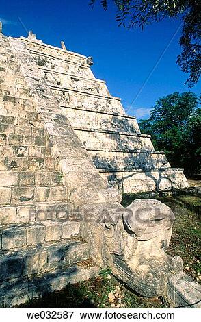 The Castle (Pyramid of Kukulcan), Mayan ruins of Chich? n Itzß. Yucatßn, Mexico View Large Photo Image Stock Photo - The Castle (Pyramid of Kukulcan), Mayan ruins of Chich? n Itzß. Yucatßn, Mexico. Fotosearch