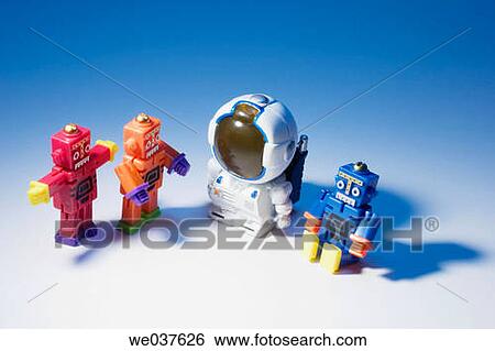 Toy robots View Large Photo Image Stock Photograph - Toy robots. Fotosearch