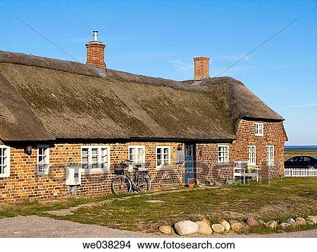 Typical rural western jutland house in red brick with straw roof View Large Photo Image Picture - Typical rural western jutland house in red brick with straw roof. Fotosearch