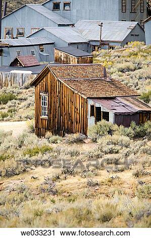 View of old wooden buildings and aluminum mining buildings of the ghost town, Bodie State Historic Park. Bodie, California, USA View Large Photo Image Stock Image - View of old wooden buildings and aluminum mining buildings of the ghost town, Bodie State Historic Park. Bodie, California, USA. Fotosearch