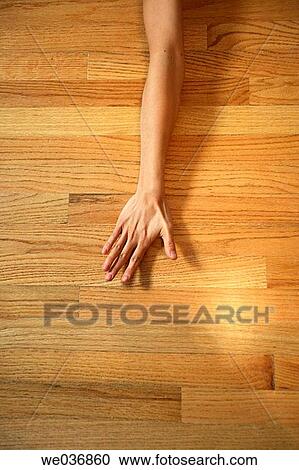 Woman's arm & hand on wood floor View Large Photo Image Stock Image - Woman's arm & hand on wood floor. Fotosearch