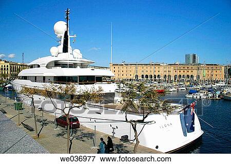 Yacht. Moll de la Fusta. Port Vell. Barcelona. Catalonia. Spain View Large Photo Image Stock Photo - Yacht. Moll de la Fusta. Port Vell. Barcelona. Catalonia. Spain. Fotosearch