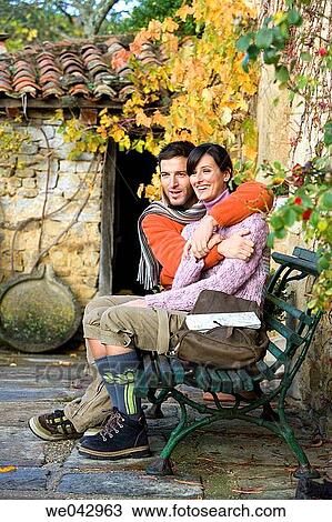 Stock Image - 30's, backpack, autumn, affection, 20's. Fotosearch