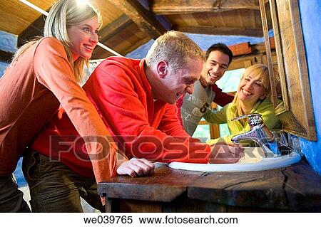 Stock Photography - 30's, bathroom, 20's. Fotosearch