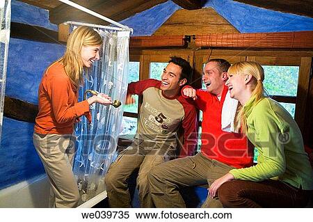 Stock Photography - 30's, bathroom, amusement, 20's. Fotosearch