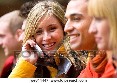 Stock Photo - 30's, calling, autumn, 20's. Fotosearch