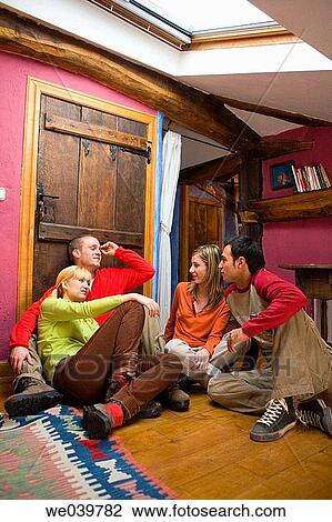 Stock Image - 30's, chat, 20's. Fotosearch