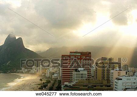 Aerial view of Ipanema Beach, The Brothers Peaks, Southern area of Rio de Janiero, Brazil View Large Photo Image Stock Photo - Aerial view of Ipanema Beach, The Brothers Peaks, Southern area of Rio de Janiero, Brazil. Fotosearch