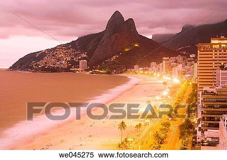 Stock Photography - Aerial view of Ipanema Beach, The Brothers Mountains, Rio de Janiero, Brazil. Fotosearch