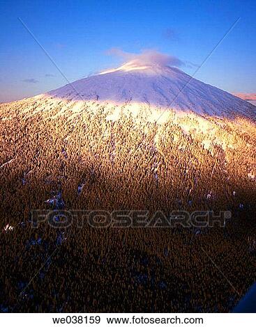Aerial view of Mt. Bachelor from the North, Cascade Mountain Range, Deschutes National Forest. Oregon, USA View Large Photo Image Stock Photo - Aerial view of Mt. Bachelor from the North, Cascade Mountain Range, Deschutes National Forest. Oregon, USA. Fotosearch