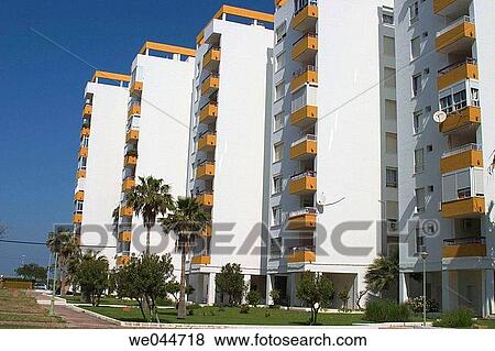 Apartment buildings near beach, Valdelagrana. El Puerto de Santa Mar? a, Cßdiz province, Andalusia, Spain View Large Photo Image Stock Photo - Apartment buildings near beach, Valdelagrana. El Puerto de Santa Mar? a, Cßdiz province, Andalusia, Spain. Fotosearch