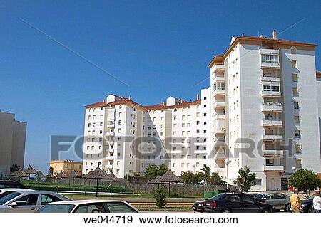 Apartment buildings near beach, Valdelagrana. El Puerto de Santa Mar? a, Cßdiz province, Andalusia, Spain View Large Photo Image Stock Photo - Apartment buildings near beach, Valdelagrana. El Puerto de Santa Mar? a, Cßdiz province, Andalusia, Spain. Fotosearch