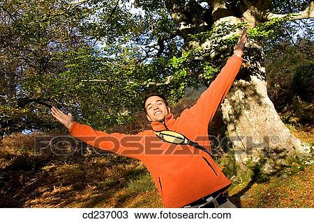 Arms raised, carefree, autumn, Arms open View Large Photo Image Stock Image - Arms raised, carefree, autumn, Arms open. Fotosearch