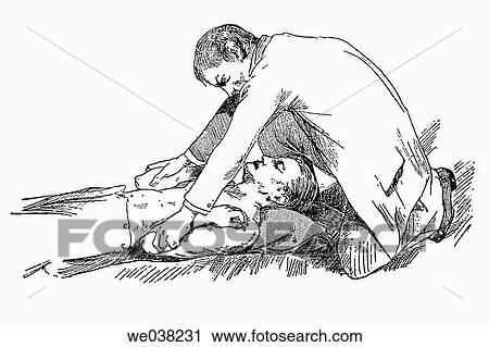 Artificial respiration, from a 1920's medicine treaty View Large Photo Image Stock Image - Artificial respiration, from a 1920's medicine treaty. Fotosearch