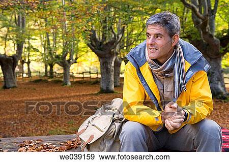 Stock Photo - autumn, baby boomer, anorak. Fotosearch