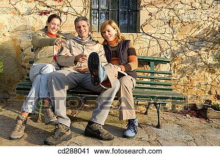 Stock Image - autumn, calm, bench, 30's. Fotosearch