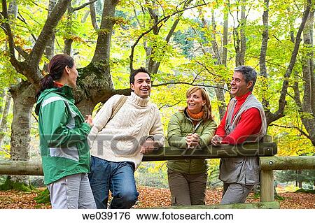 Stock Photograph - autumn, chat, amusement. Fotosearch