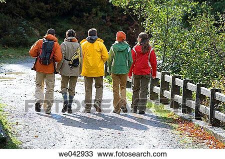 Stock Image - back view, companion, autumn. Fotosearch